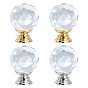 4Pcs 2 Style Quartz Crystal Drawer Knobs, with Aluminium Alloy Fittings, for Home, Cabinet, Cupboard and Dresser