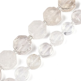 Natural Quartz Crystal Beads Strands, Rock Crystal Beads, Flat Round/Octagon