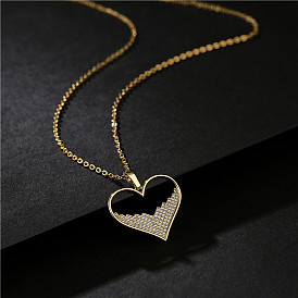 18K Gold Copper Micro-inlaid Colorful Zircon Love Pendant Necklace - Fashionable, Elegant.