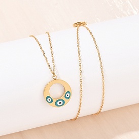 304 эмалированное кольцо-подвеска от сглаза из нержавеющей стали для женщин, ионное покрытие (ip), темные бирюзовый