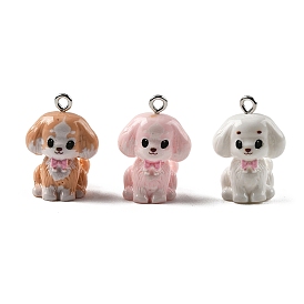 Непрозрачные подвески смолы, собака прелести, с платиновыми тоновыми железными петлями