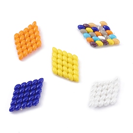 Handmade Czech Glass Beads Pendants, with Nylon Wire, Loom Pattern, Rhombus