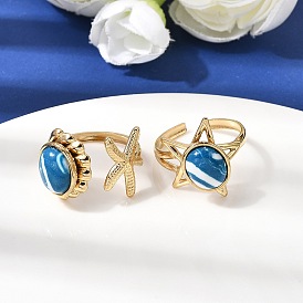 304 открытые манжеты из нержавеющей стали для женщин, с синтетическими бирюзовый, золотые