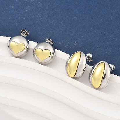 Двухцветные серьги-гвоздики из латуни для женщин, стойки покрытие, прочное покрытие, без кадмия и без свинца, реальный 18 k позолоченный