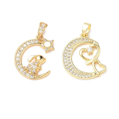Латунные микро проложить кубического циркония подвески, без кадмия и без свинца, луна, реальный 18 k позолоченный