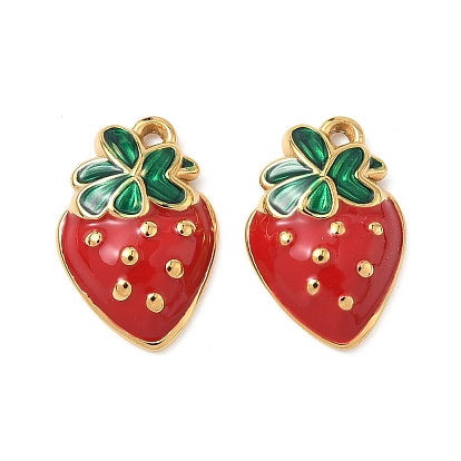 304 нержавеющей стальной эмали подвески, клубника прелести, ионное покрытие (ip), реальный 18 k позолоченный