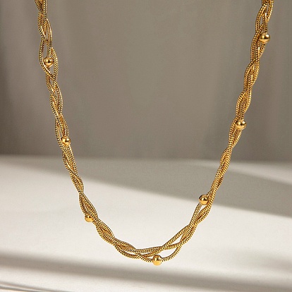 304 нержавеющая сталь 3-образные плетеные круглые ожерелья-змейки для женщин