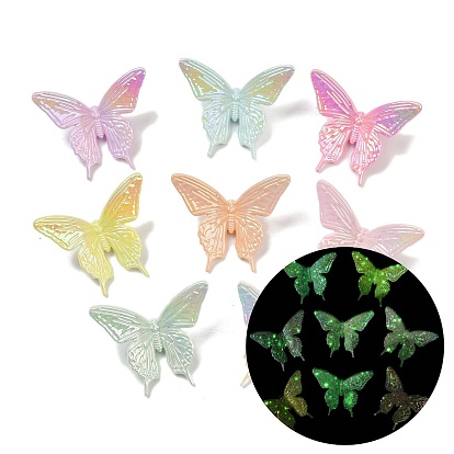 Светящиеся и УФ-покрытые непрозрачные акриловые бусины, радужный, бабочка