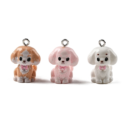 Непрозрачные подвески смолы, собака прелести, с платиновыми тоновыми железными петлями