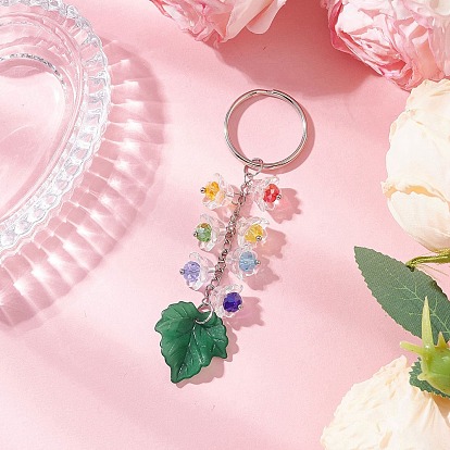 Стеклянные акриловые брелки в виде кленового листа, с 304 выводами из нержавеющей стали и железа