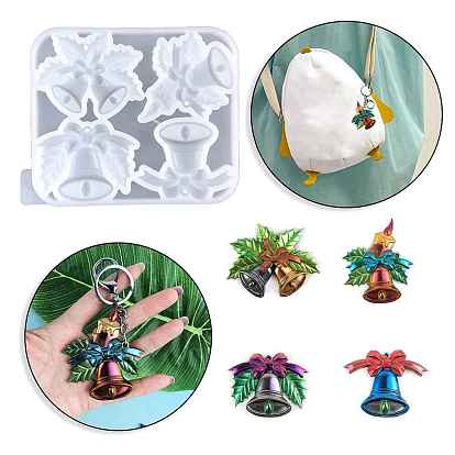 Christmas Bell DIY Food Grade Silicone Pendant Molds, Resin Casting Molds, for UV Resin, Epoxy Resin Jewelry Making