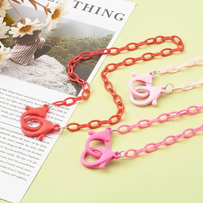 de China 3 piezas 3 colores personalizados collares de cadena de cable de plástico abs, cadenas de bolsos, con cierre de langosta 18.98 pulgada (48.2 cm), 1 pc / color a granel en línea - PandaWhole.com