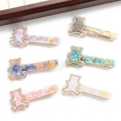 Bear Cellulose Acetate Claw Hair Clips, with Rhinestone, Hair Accessories for Women & Girls