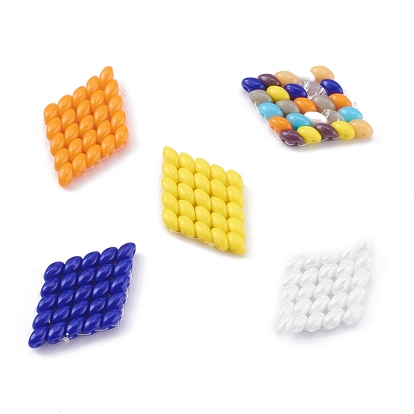 Handmade Czech Glass Beads Pendants, with Nylon Wire, Loom Pattern, Rhombus