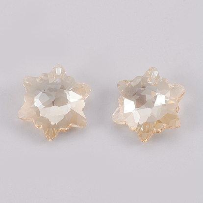K9 Glass Rhinestone Pendants, Imitation Austrian Crystal, Faceted, Snowflake