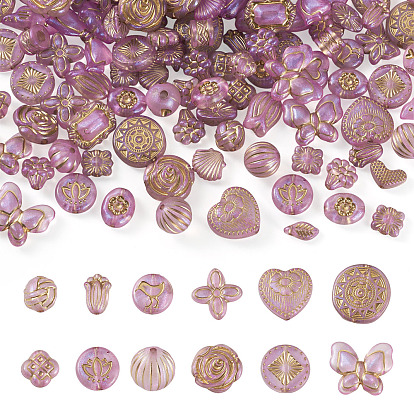 100 g cuentas de acrílico transparentes, formas mixtas, metal dorado enlaced