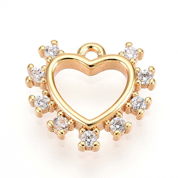 Латунные микропаве прозрачные подвески с фианитом, сердце прелести, без кадмия, без никеля и без свинца
