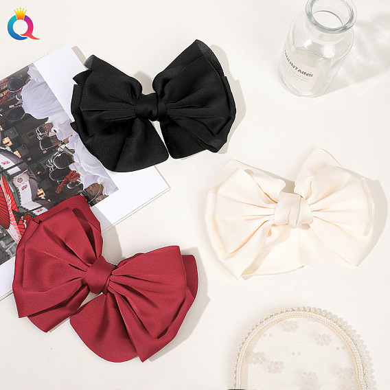 Charming Oversized Bow Hair Clip with Elastic Spring for Elegant Updo Hairstyles