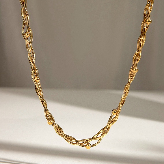 304 нержавеющая сталь 3-образные плетеные круглые ожерелья-змейки для женщин