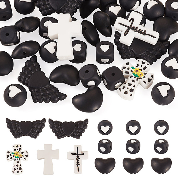 Бусины из пищевого экологически чистого силикона на религиозную тематику, разнообразные