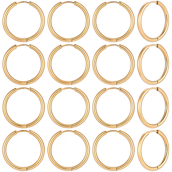 10 Pairs 304 Stainless Steel Huggie Hoop Earrings, with 316 Surgical Stainless Steel Pin, Ring