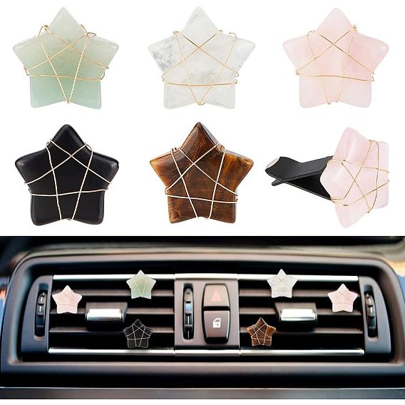 5 Зажимы для вентиляционных отверстий автомобиля с драгоценными камнями в виде звездочек, симпатичная автомобильная отделка салона, с магнитным ферромарганцевым железом и пластиковым зажимом