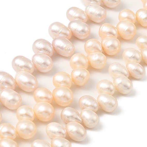 Нити из натурального культивированного пресноводного жемчуга, рис, Топ пробуренной