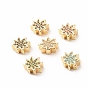 Rack Plating Brass Cubic Zirconia Beads, Cadmium Free & Lead Free, Real 18K Gold Plated, Maple Leaf