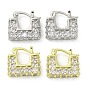 Rectangle Rack Plating Brass with Cubic Zirconia Hoop Earrings, Cadmium Free & Lead Free