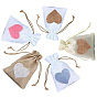 Burlap Packing Pouches Drawstring Bags, with Heart Pattern