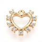 Латунные микропаве прозрачные подвески с фианитом, сердце прелести, без кадмия, без никеля и без свинца