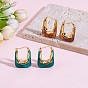 Acrylic Rectangle Thick Hoop Earrings, Minimalist Golden Alloy Jewelry Gifts for Women