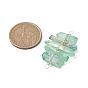 4Pcs 4 Colors Dyed Natural Quartz Crystal Copper Wire Wrapped Connector Charms, Faceted Nuggets Links, Silver Color