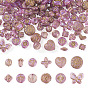 100G Transparent Acrylic Beads, Mixed Shapes, Golden Metal Enlaced