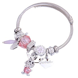 Shimmering Bunny Pendant with Multi-Element Bracelet - Fashionable and Unique!