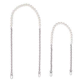CHGCRAFT 2Pcs Bag Handles, with Imitation Pearl Beads and Zinc Alloy Clasps, for Bag Replacement Accessories