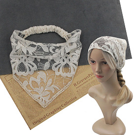 300Pcs Flower Pattern Lace Embroidered Polyester Headbands, Triangular Head Scarf for Girls Women