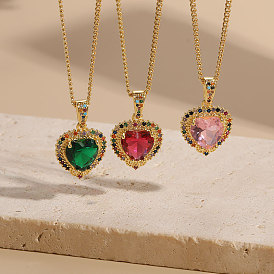 Chic Love Zircon Pendant Necklace - Simple, Luxe & Versatile in 14K Gold Plating for Women