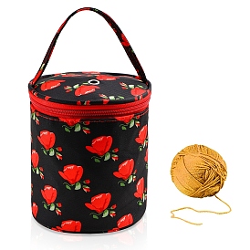 Oxford Cloth Knitting Storage Bag, Yarn Holder, Household Knitting Bag, Column with Rose Pattern