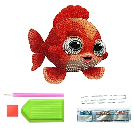 DIY Fish Diamond Painting Kit, Including Acrylic Rhinestones Bag, Diamond Sticky Pen, Tray Plate, Metal Chain, Glue Clay and Canvas