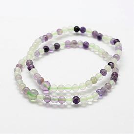 Natural Fluorite Round Beads Stretch Bracelets