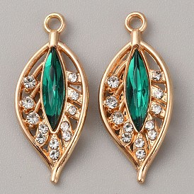 Кулон из позолоченного сплава, с акрилом и хрусталем, очарование листа