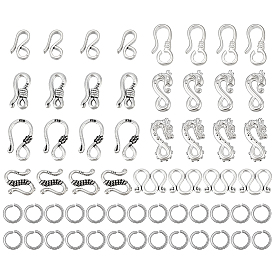 Alloy S-Hook Clasps, Connector Components with 304 Stainless Steel Open Jump Rings