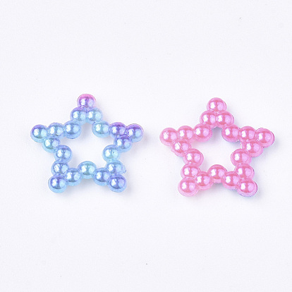 Rainbow ABS Plastic Imitation Pearl Linking Rings, Gradient Mermaid Pearl, Star