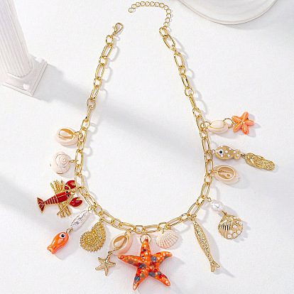 Фарфор, сплав, смола, натуральные смеси ракушек, морских звезд, омаров, кисточек и нагрудников, золотые