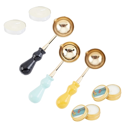 DIY Stamp Making Kits, Including Paraffin Candles, Candle, Brass Spoon