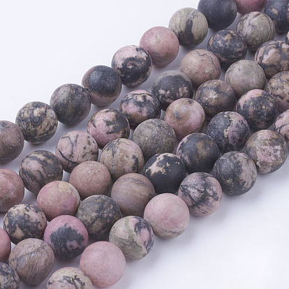 Естественно родонит шарик нити, матовые, круглые