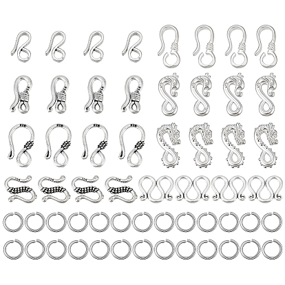 Alloy S-Hook Clasps, Connector Components with 304 Stainless Steel Open Jump Rings