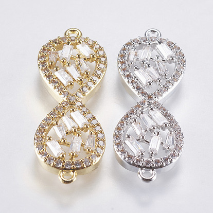 Brass Micro Pave Cubic Zirconia Links, Lead Free & Cadmium Free, Infinity