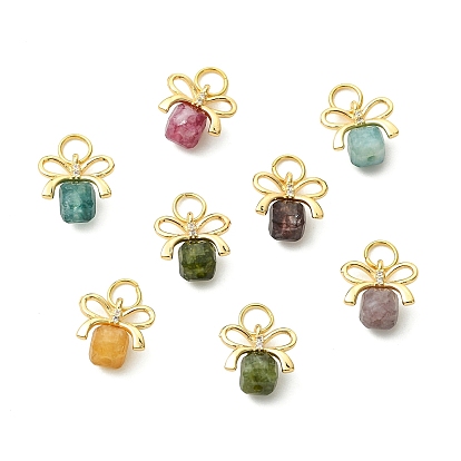 Природных драгоценных камней подвески, Подвеска в виде граненого куба с латунным бантиком, золотые